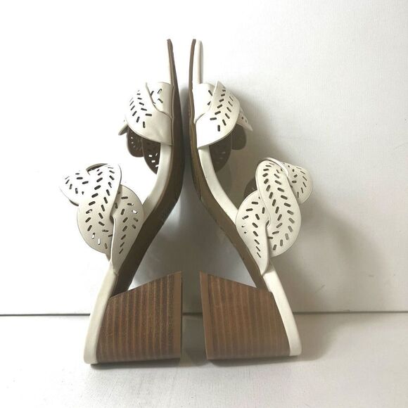 Joie Slip On Strap Comfort Sandal Ivory Cutout Faux Leather Womens 6.5M Mid Heel - Picture 6 of 10
